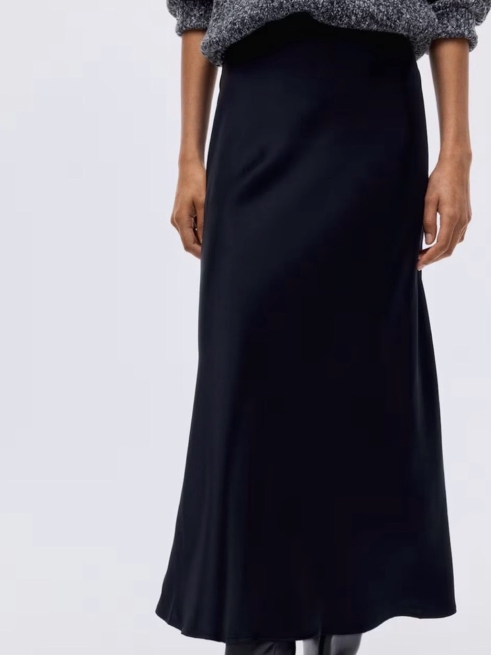 H&M Sleek Dark Blue Midi Skirt